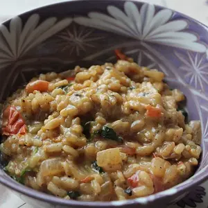 Watercress, Tomato and Goats Chesse Risotto